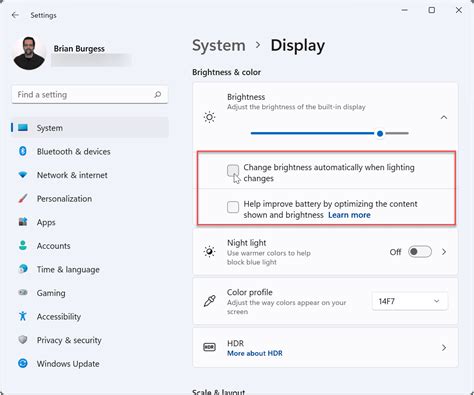 How to disable automatic brightness settings on Windows 11