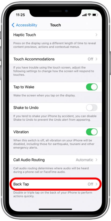 How to enable Back Tap