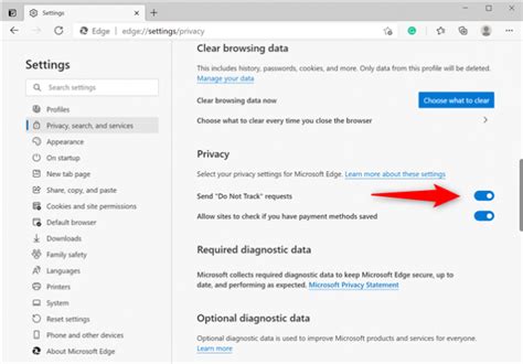 How to enable DNT on Microsoft Edge