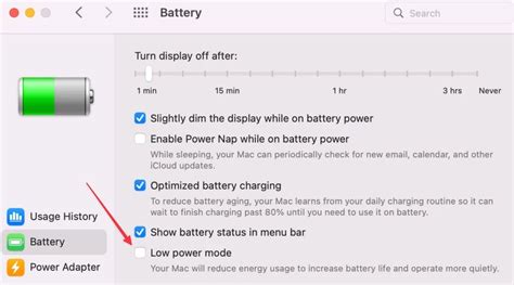 How to enable Low Power mode on Mac