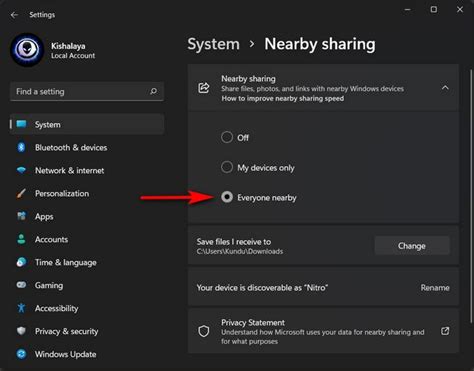 How to enable Nearby sharing on Windows 11