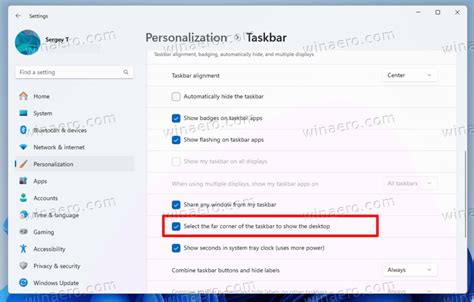 How to enable Show desktop option in Taskbar