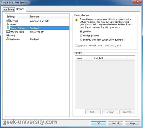 How to enable a shared folder invirtual machines