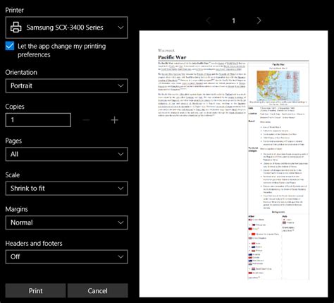 How to enable clutter free printing in Edge