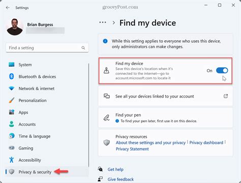How to enable find my device on Windows 11