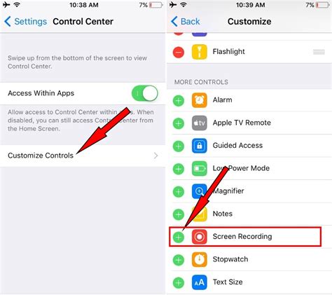 How to enable screen recording on iPhone via Control Center