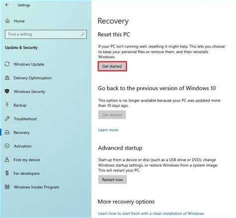 How to factory reset Windows 10 using keep my files option