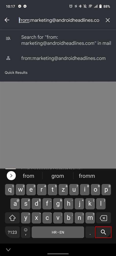 How to filter emails by sender in Gmail via mobile app