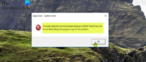 How to fix code execution cannot proceed because CONCRT140.dll was not found