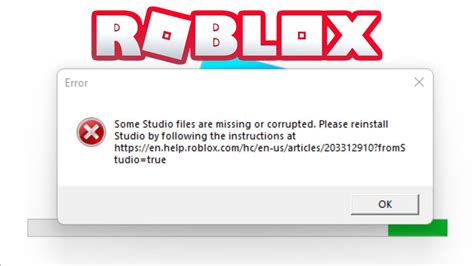 How to fix some studio files are missing or corrupted in Roblox