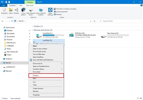 How to format USB flash drive from File Explorer