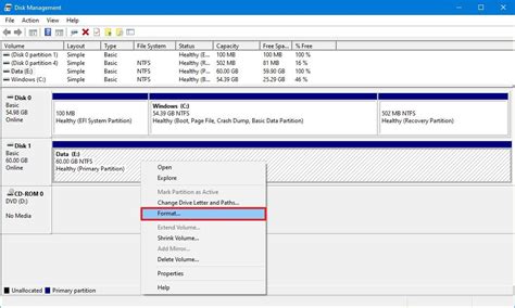 How to format existing partition from Disk Management