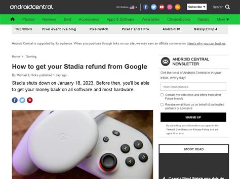 How to get a refund for Google Stadia