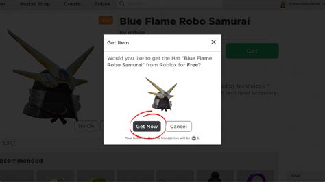 How to get the free Blue Flame Robo Samurai avatar item in Roblox 