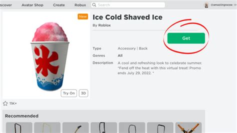 How to get the free Ice Cold Shaved Ice avatar item in Roblox