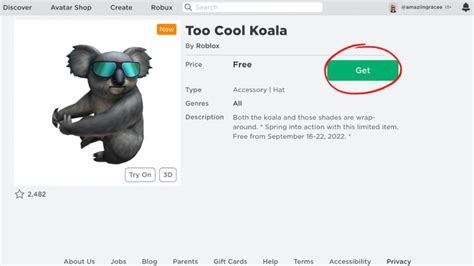 How to get the free Too Cool Koala avatar item in Roblox - Pro 