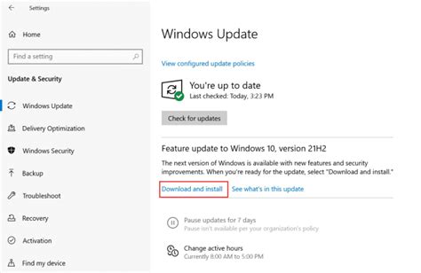 How to install Windows 10 November 2021 Update using Windows Update