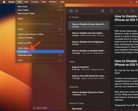How to lock a note on Mac