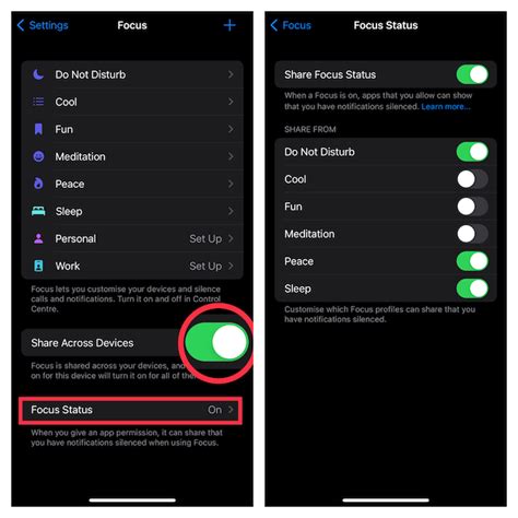 How to prevent Focus mode from sharing your status