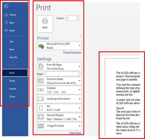 How to print from Microsoft Word