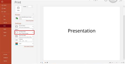 How to print from Powerpoint
