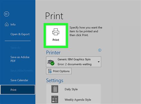 How to print from eMail