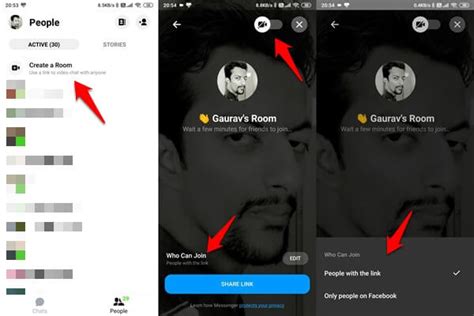 How to produce a Messenger Room from a Facebook Site or App