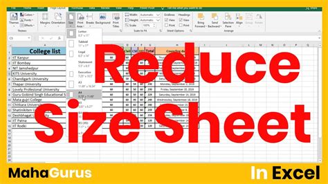 How to reduce spreadsheet size in Excel