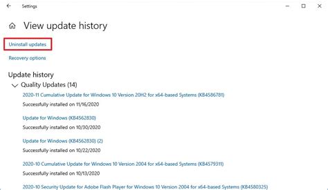 How to remove update KB4586781 from Windows 10