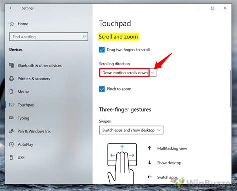 How to reverse touchpad scrolling direction on Windows 10