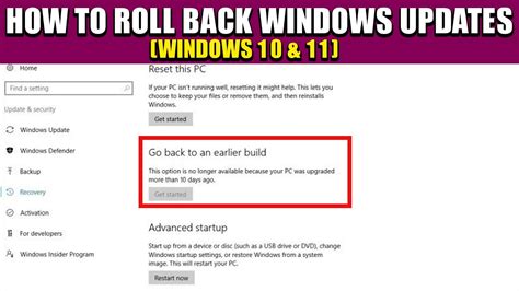 How to roll back to Windows 10 via Settings
