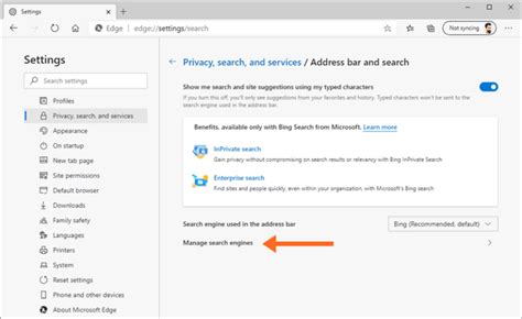 How to set custom search engine on Microsoft Edge