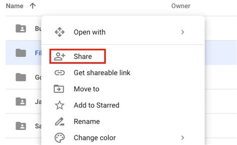 How to share a Google Drive folder from a browser