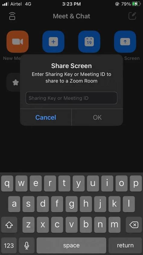 How to share screen on the Zoom iOS app