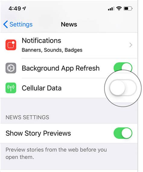 How to stop the Apple News app from using mobile data