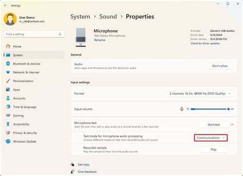 How to test microphone audio processing on Windows 11
