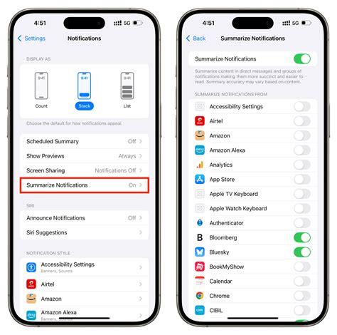 How to turn off Notifications summaries
