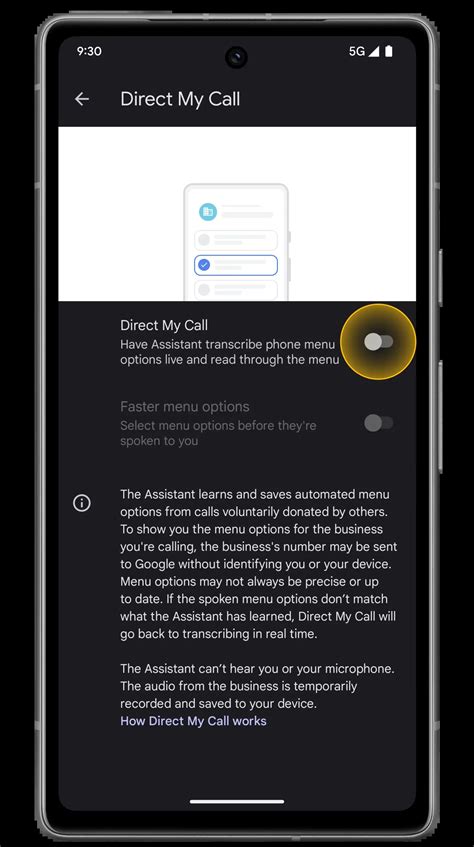How to turn on Direct My Call