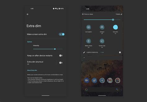 How to turn on extra-dim in the Android 12 developer preview