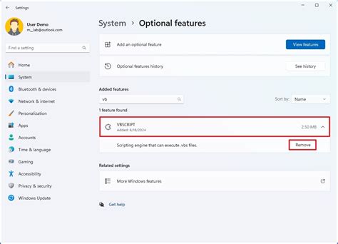How to uninstall VBScript on Windows 11 using Settings