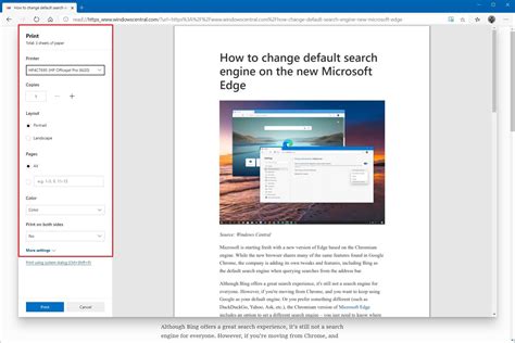 How to use print settings on Microsoft Edge