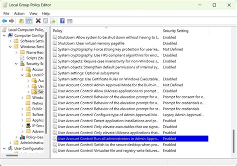 How to utilize Group Policy Editor to disenable UAC