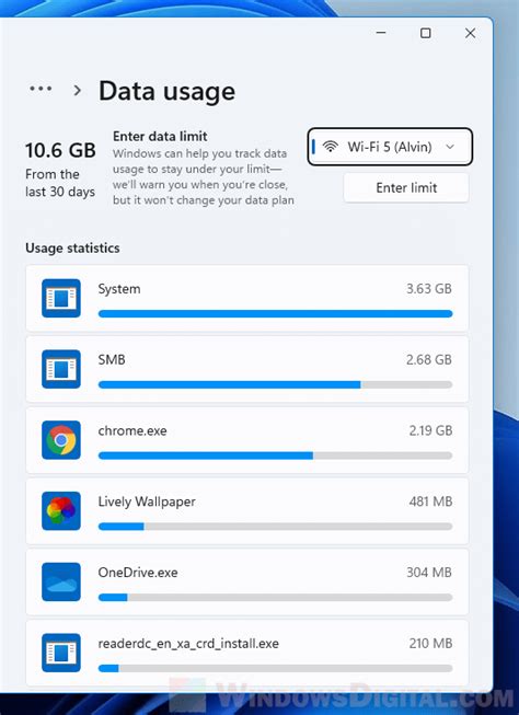 How to view data usage on Windows 11