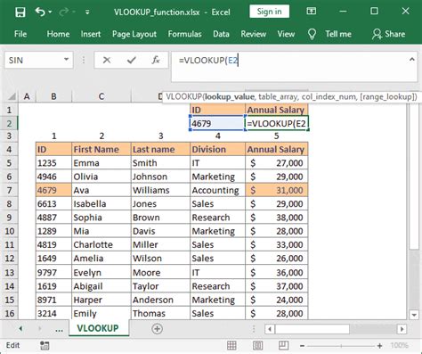 How to write VLOOKUP function in Excel