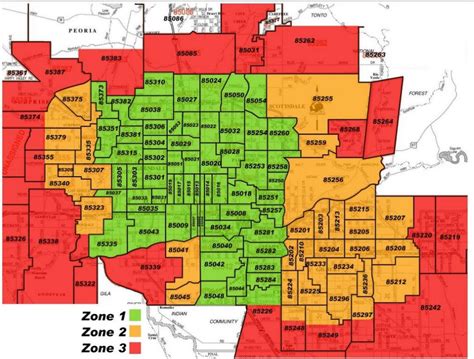 Map of Zip Codes in Phoenix