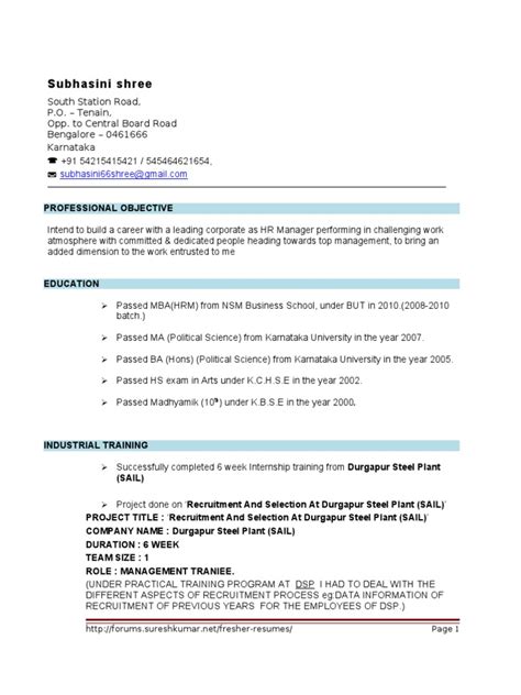 How to Write HR Resume HR CV Format and Sample