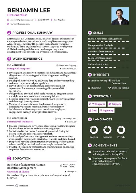 Hr Generalist Resume Sample