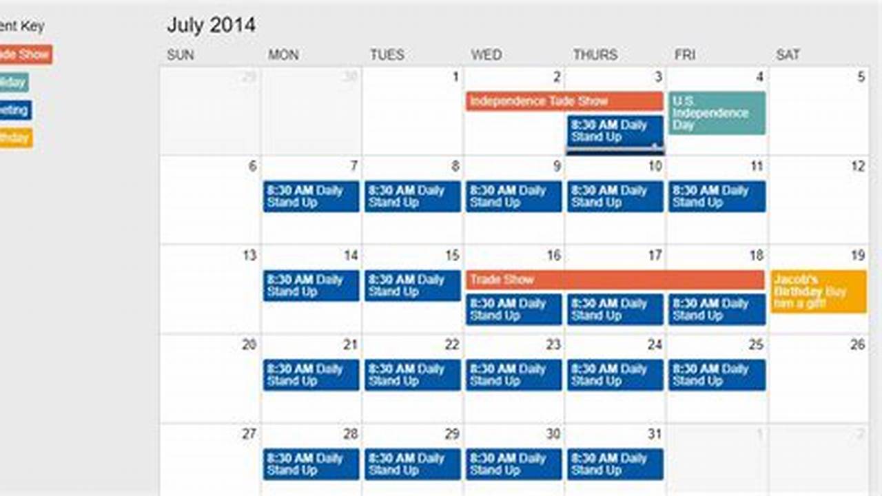 Html Calendar Example