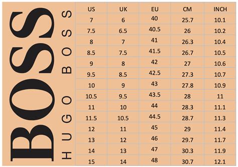 Hugo Boss Shoe Size Chart
