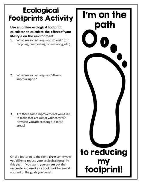 Human Footprint Worksheet - worksheet